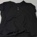 ANRABESS Womens Short Sleeve Henley Tops V Neck Dressy Casual Blouses Summer Trendy Tee Shirts 2025 Vacation Fashion Clothes (X-Large, Black)