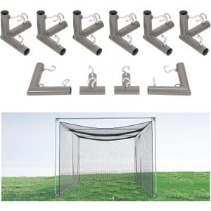 Golf Frame 1-3/8 in Corner Kit Triple Corner Bracket Powder Coated 10 Piece Kit Canopy Fittings with Threaded Eye-Bolts for Golf Practice Cage Nets, Backyard, Indoor, Outdoor, Home Gray Color