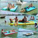 CALOBANA Inflatable Floating Dock with Boat Ramp,Lake Floats with Mesh,Tanning Pool Lounger Water Hammock for Family Party Pool Sea River Dock Boat