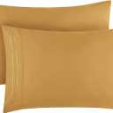 Mellanni Pillow Cases - Luxury, Extra Soft, Cooling Pillow Covers - 2 PC Iconic Collection Pillowcases - Envelope Closure (Standard/Queen 20" x 30", Gold)