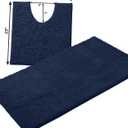 Bathroom Rugs Sets 2 Piece, Luxury Chenille Bath Mat Set, Soft Plush Anti-Slip Bath Rug + U-Shaped Toilet Mat. Microfiber Shaggy Carpet, Super Absorbent (24 x 36 & 20 x 24 U, Navy)
