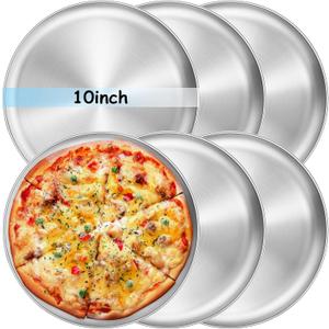 Bakpoco 10-inch Stainless Steel Plates Set, Non-toxic Unbreakable Metal Dishes Plates for kids Toddlers, Lightweight Camping Food Tray, Dishwasher & Oven Safe (Silver - Flat, 10" Round - 6 Packs)