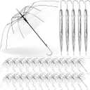 30 Pack Clear Wedding Umbrellas Bulk Transparent Auto Open Stick Umbrellas Windproof Waterproof Large Canopy Umbrella with White J Hook Handle for Wedding Bride Groom Photography Golf Outdoor