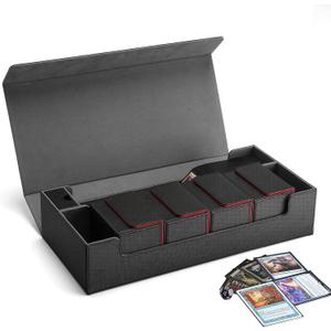 Premium Trading Card Storage Case TCG Deck Box Holds 800+ Sleeved Cards for MTG, YuGiOh, Uno, Sport with Strong Magnet Closure (Black)