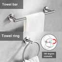 5 Pieces Brushed Nickel Bathroom Hardware Set Include 16inch Towel Bar,2pcsTowel Hooks,Toilet Paper Holder,Hand Towel Ring Round SUS304 Stainless Steel Bathroom Accessories Set Heavy Duty Wall Mounted