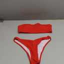 YIMISAN Women's Two Piece Bandeau Swimsuit Ribbed Strapless Tube Bikini Top with Mid Waist Cheeky Bottom Bathing Suit, M