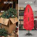 Upright Christmas Tree Storage Bag - Fits 4 Ft Artificial Xmas & Topiary Tree, Vertical Holiday Cover, Durable, Dustproof & Easy-Use Xmas Storage, Red