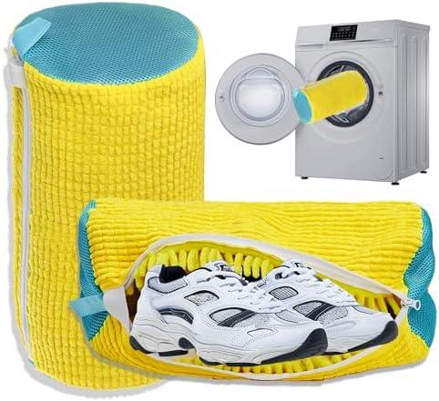 Shoe Washing Machine Bag Laundry Shoe Bag for Washer and Dryer Reusable Set of 2 Shoe Cleaning Bags for Sneakers 360° Deep Cleaning Machine for All Shoes Types With Self-locking Zipper