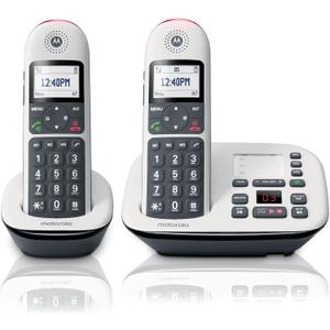 Motorola CD5012 Digital Cordless Telephone Phone with Answering Machine(2 Handsets) DECT 6.0 Long Range System, Big Buttons and Large Backlit Display, Audio Assist, Volume Boost, Call Blocking