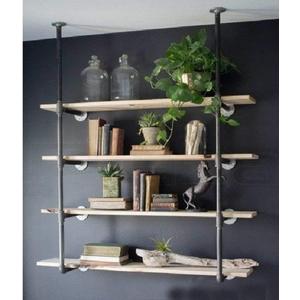 Industrial Retro Wall Mount Iron Pipe Shelf Hung Bracket Diy Storage Shelving Bookshelf (2 pcs)
