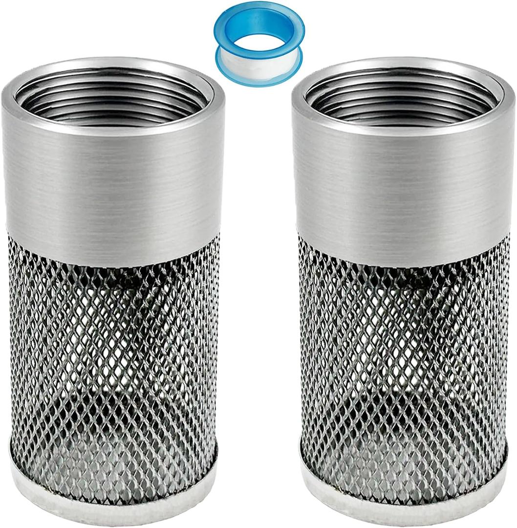 25MM Garden Hose Strainer, Hose Inlet Strainer Mesh Filter, Compatible with Livewell Pump, for Irrigation Garden High Pressure Sprayer Garden Hose Suction Line, with Blue Industrial Tape, 2PCS