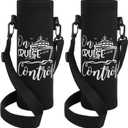 2 Pcs Carnival Cruise Essentials 2025 Adjustable Water Bottle Carrier with Strap Black Crossbody Water Bottle Holder Cruise Cup Holder Sling Neoprene Cup Sleeve Pouch Bag for Coffee Drinks