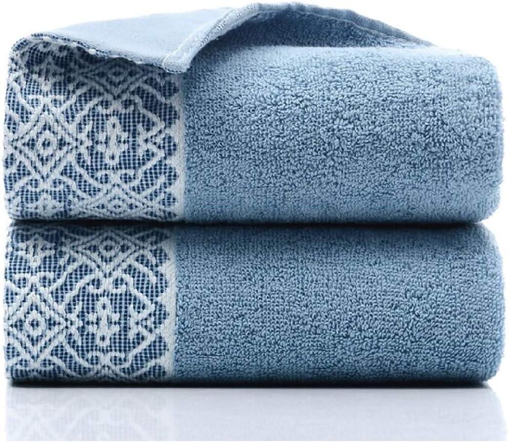 2 Pack Cotton Hand Towels,100% Cotton Face Towels, Durable Highly Absorbent Soft Washcloth Towel for Premium Luxury Spa Hotel Bathroom, Camping, Gym 14 x 30 Inch (Maoj-lassical Blue)