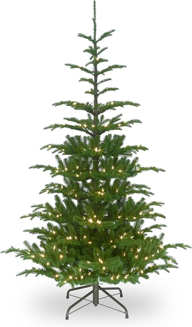 National Tree Company 'Feel Real' Pre-lit Artificial Christmas Tree | Includes Pre-strung White Lights and Stand | Norwegian Spruce - 7.5 ft