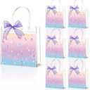 24Pcs Kpop Themed Birthday Party PVC Gift Bags With Ribbon Pink Purple Music Theme Goodie Treat Candy Bags With Handles Kpop Singer Present Tote Bag for Girls Baby Shower Wedding Decor Supplies