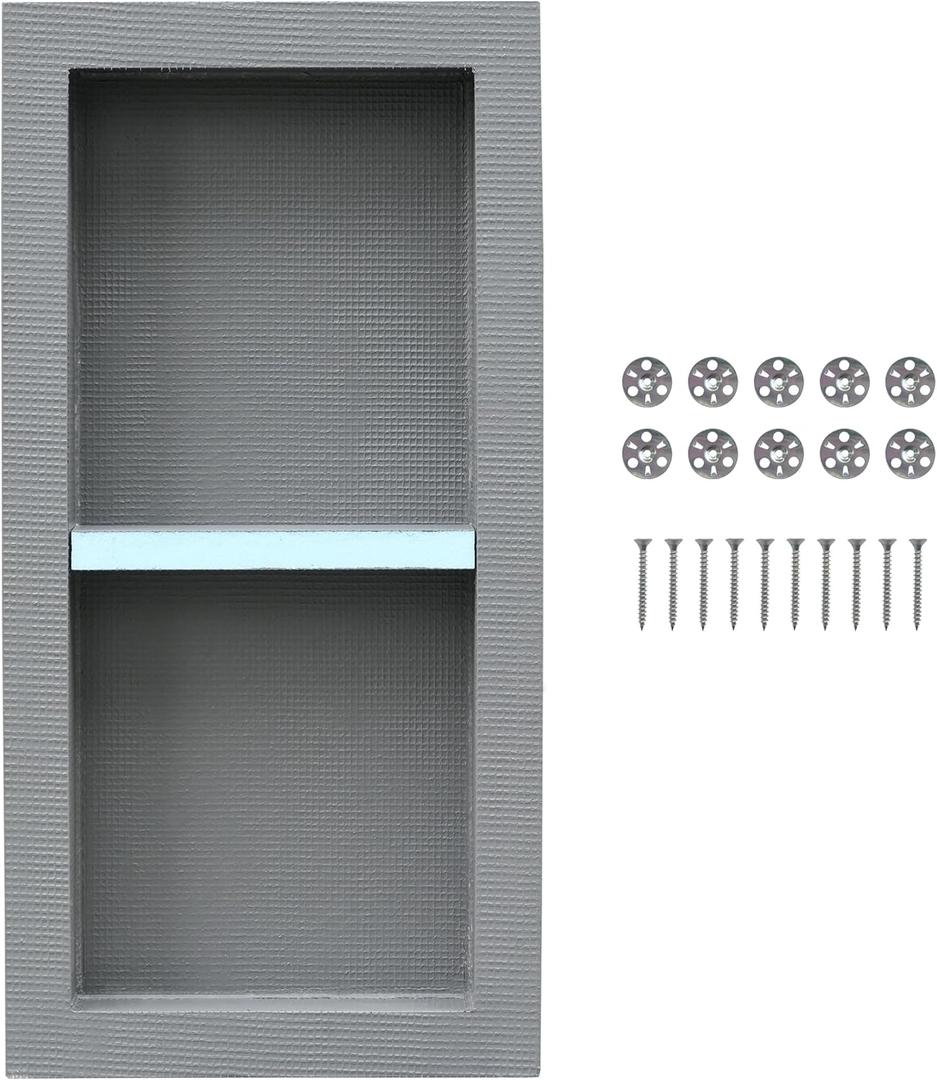 Shower Niche Insert Tile Ready 12x28, Embedded size 13x29, Adjustable Height Shelf, Mortar Surface Give Stronger Bonding Strength to Tiles, Waterproof Coating Provides Double Protection Against Water
