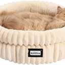 BALANCE Cat Bed Kitten Bed, Washable Round Cat Beds for Indoor Cats,Super Soft Plush Faux Fur Pet Bed for Puppy and Kitten with Anti-Slip Bottom (20.0"L x 20.0"W x 8"Th, Winter White)