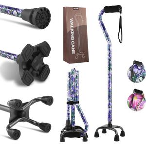 LIXIANG Walking Canes Stablize Women Quad Canes for Seniors & Adults Foldable Adjustable for Men & Women Heavy Duty Freestanding Cane for People with Leg Injuries 3 footings