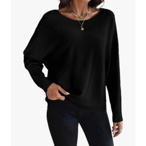 Womens Trendy Sweater Long Sleeve Round Neck Pullover Sweater Spring Autumn Outfits (M)