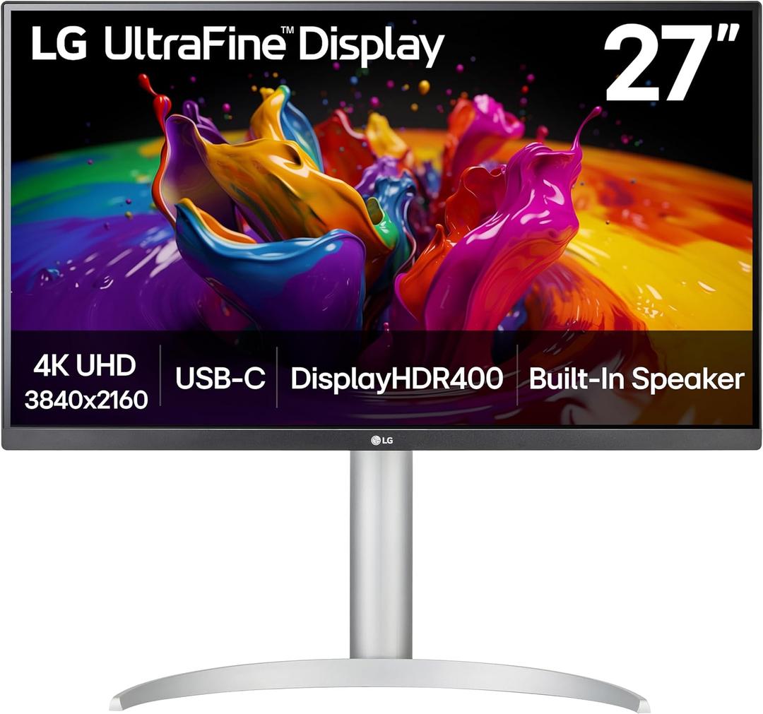 LG 27UP850K-W 27-inch Ultrafine 4K UHD (3840 x 2160) IPS Computer Monitor, 60Hz, 5ms, DisplayHDR 400, Built-in Speaker, HDMI, DisplayPort, USB Type-C 90W PD, Tilt/Height/Pivot Adjustable Stand, White