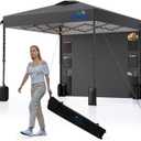 12X12 Pop Up Canopy Tent,Heavy Duty One Person Set Up Event Tent,Removable Pockets Sidewall, Easy Up Canopy with One Push Button for Extra Storage,Grey