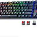 Redragon Wireless Gaming Keyboard, BT/2.4Ghz Tri-Mode Mechanical Keyboard, buit-in Battery, Programmable 87 Keys TKL, LED Rainbow Backlit - K552-KRS