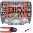 Deutsch Connector Kit with Crimper, 2 3 4 6 8 12 Pin Connector kit, Deutsch Crimp Tool 12-20AWG, Size 16 Solid Contacts 14-20AWG, Pin Removal Tool, Automotive Electrical Wire Connectors