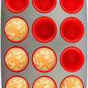 Boxiki Kitchen Non-Stick 12 Cup Silicone Muffin Pan With Steel Frame - BPA Free, Non-Toxic, Anti-Warp, Durable & Easy to Pop Silicone Muffin Tin - Perfect Cupcake Pan