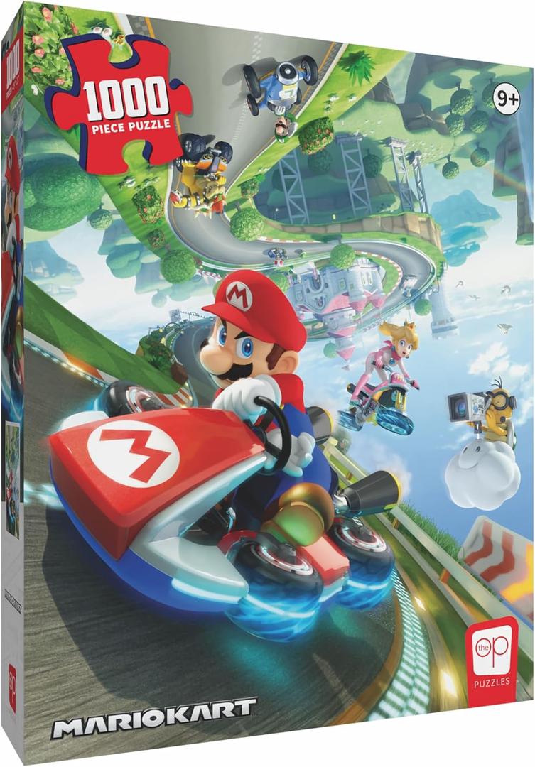 Mario Kart Anti-Gravity 1,000 Piece Jigsaw Puzzle, Dimensions 19 x 27, Collectible Puzzle Artwork Featuring Mario, Luigi, Bowser, Princess Peach and More! Officially Licensed Nintendo Merchandise