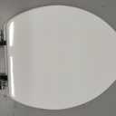 Angol Shiold Wood Toilet Seat, Zinc Alloy Hinges (Elongated, White)