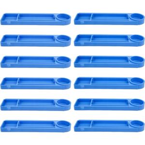 12pcs Desktop Prop and Park Tray, Desk Name Plates Holder Pencil Holder Organizer with Adhesive Grip and Separate Desktop Prop for School Classroom Office Station Supplies