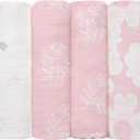 GLLQUEN BABY Receiving Blanket Boy Cotton Muslin Swaddle Blankets Girl Newborn Squares Breathable & Soft Thin Baby Blankets Cloths Double Absorbent Infant Swaddling Wrap - 6 Pack (Rosebud)