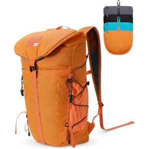 Blue Quartz Hiking Backpack 30L Lightweight Packable Backpack for Travel, Water Resistant Foldable Daypack for Women Men, Orange