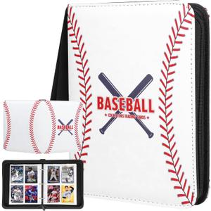 480 Pockets Baseball Card Binder 4 Pocket, Sports Trading Card Sleeves 3 Ring with 60 Removable Sleeves, Portable Waterproof Baseball Collection Top Loader Card Holder for TCG, Game Gifts Boys