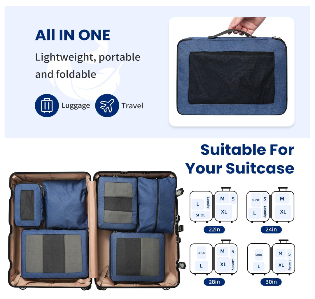 Compression Packing Cubes for Travel, Lightweight Vacation Travel Essentials, Travel Accessories for Suitcase Organizer Bags Set, Durable Luggage Organizer