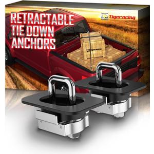 Tie Down Anchors Retractable Truck Bed Top Side D Ring All Metal Compatible with 1995-2018 Ram 1500 2500 3500, NOT for 2019+ Models, 3000 LBS Capacity of 2 (2 Pieces/Set)