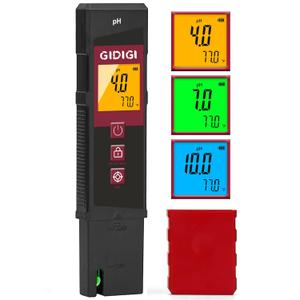 Digital pH Meter High Accuracy UL-Certified Water Tester with 6 Packs Calibration Powders Color LCD Backlit Display with pH Test Strip for Pools Hydroponics Aquariums Hot Tubs Drinking Water
