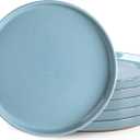AmorArc Ceramic Dinner Plates Set of 6, 10.25 Inch Stoneware Plates for Kitchen, Modern Flat Dinnerware Dishes Set,Microwave & Dishwasher Safe, Scratch Resistant-Blue