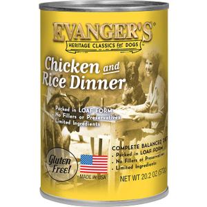 Evanger's Heritage Classic Chicken & Rice Dinner  12 Count, 20.2 oz Each  Wet Dog Food with Chicken and Rice  Gluten-Free Loaf Style Meal  Complete and Balanced for All Life Stages (EXP 12/31/28)