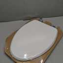 Mayfair Bennett Toilet Seat with Chrome Hinges, Slow Close Wood Seat, Secure Metal Hinges, Easy Install, Made in USA, Elongated, White