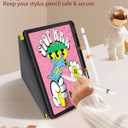 for iPad Air 13 Inch M3 2025 & M2 2024 Case for iPad Pro 12.9 inch 2022/2021/2020/2018 Case - Folio Protector Cover with Pencil Holder Cute Cool Cartoon for Boys Girls, Color BKM