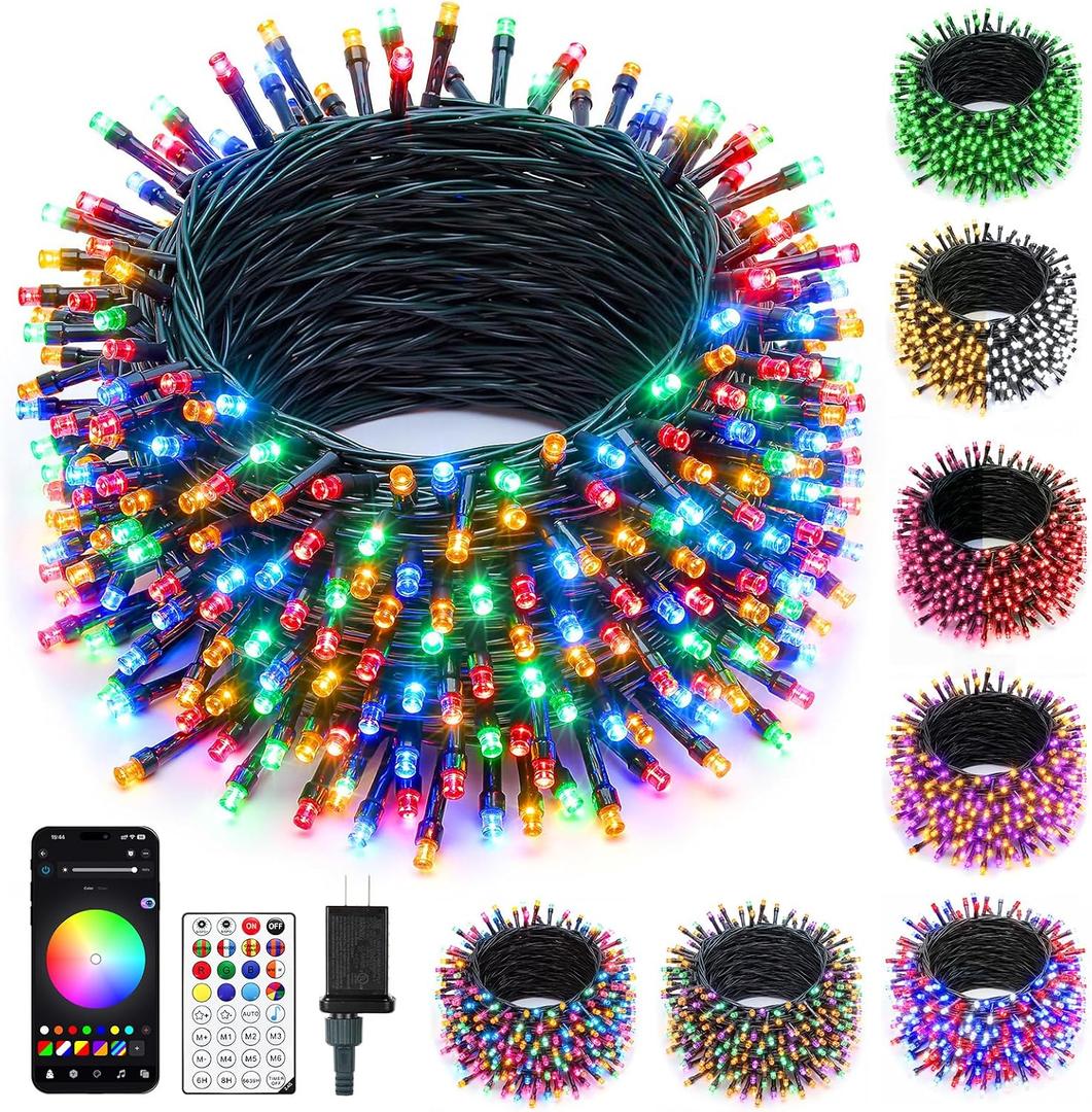Minetom 198ft 600LED Smart Color Changing Christmas Halloween Tree Lights | LED RGB Outdoor String Twinkle Lights, 16 Million Adjustable Colors Smart Fairy Lights with App & Timer for Xmas Tree Party