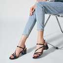 Trary Strappy Heels for Women, Sandals Women Dressy, 2.16 inch Low Block Heels for Women 7.5