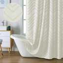 Chyhomenyc Chevron Beige Boho Shower Curtain for Bathroom, Fabric Shower Curtain Chic Tufted Textured Chevron Striped Minimalist Cloth Fabric Shower Curtain, 72x72 inches