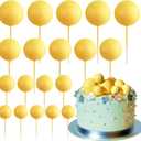 ASTARON Pack of 20 Cake Decoration Balls Cake Toppers, Mini Balloons Cake Toppers for Wedding Party Baby Shower Birthday Cake Decorating (Yellow)