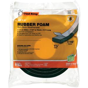 Frost King R516H 1-1/4-Inch by 7/16-Inch by 10-Foot Thick Sponge Rubber Foam Tape, Black