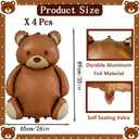 4 Pcs Brown Bear Balloons 35 Inch Bear Foil Balloons Jungle Animal Farm Balloon for Birthday Baby Shower Safari Zoo Woodland Themed Party Decoration
