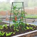 Garden Trellis for Climbing Plants, 71" H x 32" W Metal A-Frame Cucumber Trellis Outdoor Fruits Watermelon Plants Vegetable Tomato Squash Peas Beans, with Netting, Black