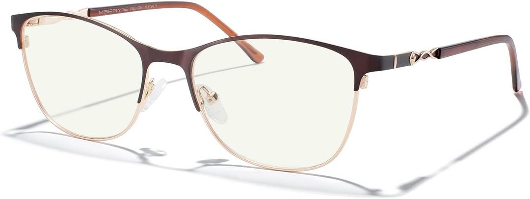 MERRY'S Women Reading Glasses Blue Light Blocking Glasses for Women Computer Reading Glasses (Brown-52mm)