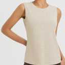 baleaf Women's Open Back Yoga Top Sleeveless Shirt UPF50+ Heather Khaki 3XL (XXXL)